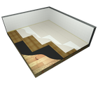 Sausos grindys ant medinio pagrindo su dviejų sluoksnių gipso kartono plokščių danga